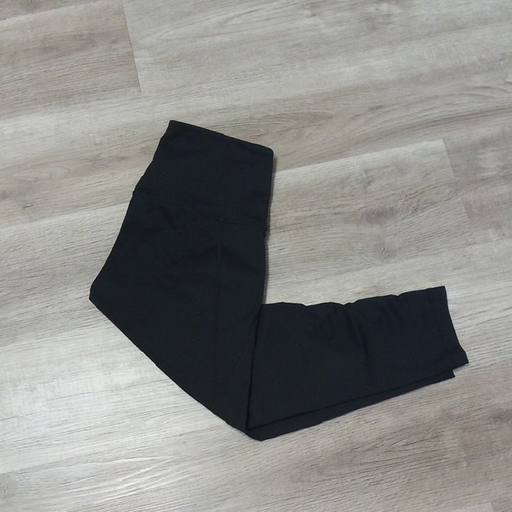 Zella Classic Black Leggings With Sheer Calf Accents